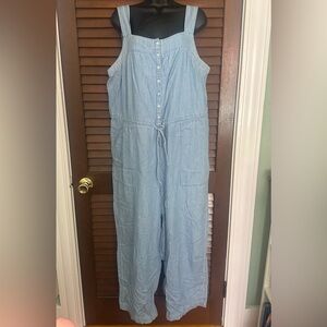 Old Navy Light Blue Denim-Effect Jumpsuit